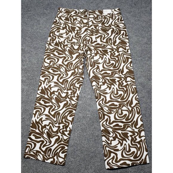 Rue21 Jeans Womens Plus 2X Brown White Denim Skate Straight Leg Wavy Stretch New - Picture 2 of 12
